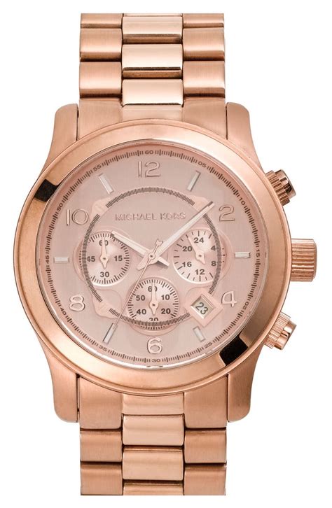 large runway rose gold watch by michael kors|Michael Kors oversized watch.